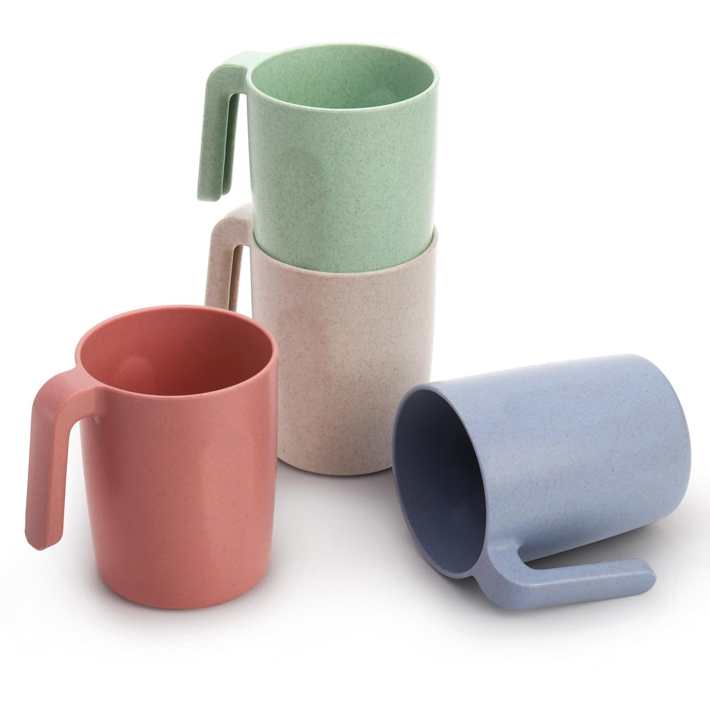 Nicunom 12 Pack Plastic Coffee Mug Set, Wheat Straw Cups with Handles, BPA Free Unbreakable Coffee Cups Reusable 16 Oz Mugs Set for Tea, Milk, Camping, Picnic, Dishwasher Safe