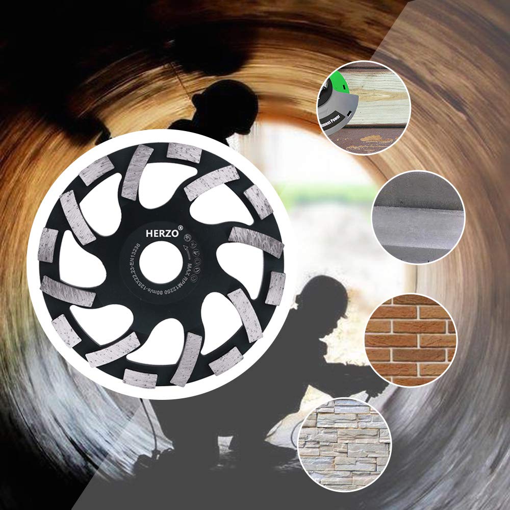 HERZO Diamond Grinding Cup Wheel for Angle Grinder 5-inch