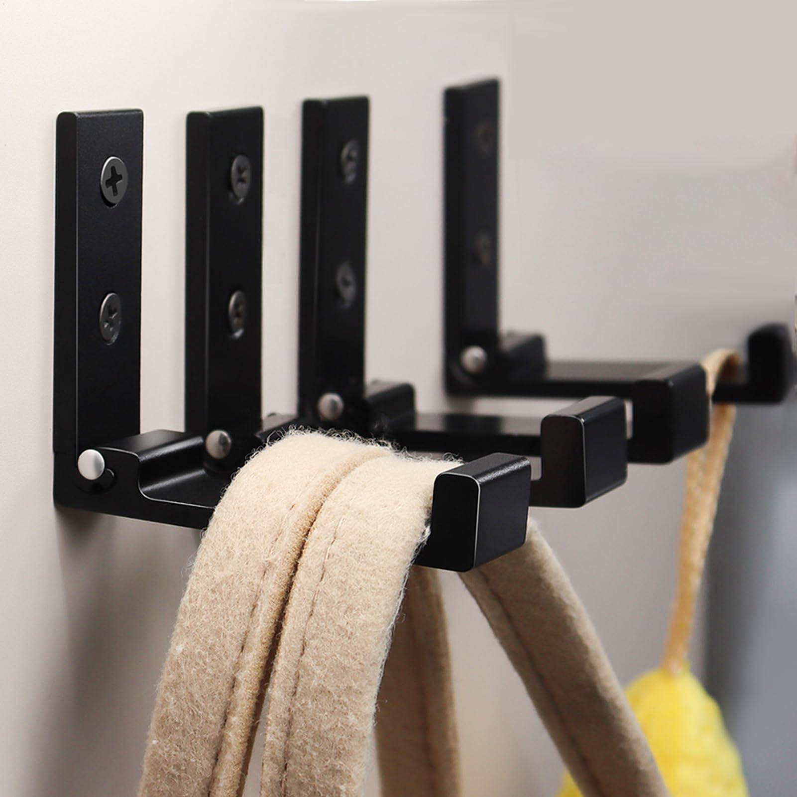 Folding Coat Hooks OHIYO 6Pcs Wall Hooks for Hanging Coat & Bags & Hat & Backpack Black Hooks Wall Mounted Heavy Duty Wall Hooks, Headphones Holder or Wall Hanger Hook (Black)