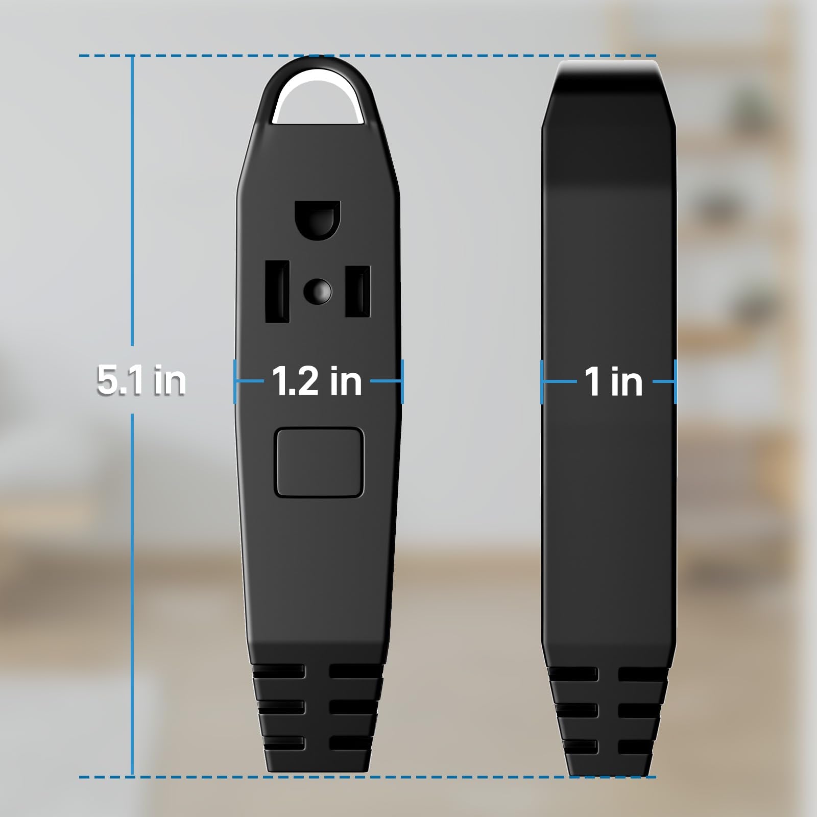 12-Feet 3 Outlet Extension Cord, Kasonic UL Listed, 16/3 SJTW 3-Wire Grounded, 13 Amp 125 V 1625 Watts, Multi-Outlet Indoor/Outdoor Use, Black