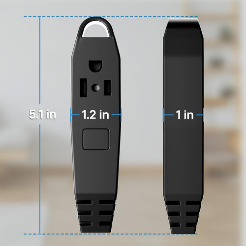12-Feet 3 Outlet Extension Cord, Kasonic UL Listed, 16/3 SJTW 3-Wire Grounded, 13 Amp 125 V 1625 Watts, Multi-Outlet Indoor/Outdoor Use, Black