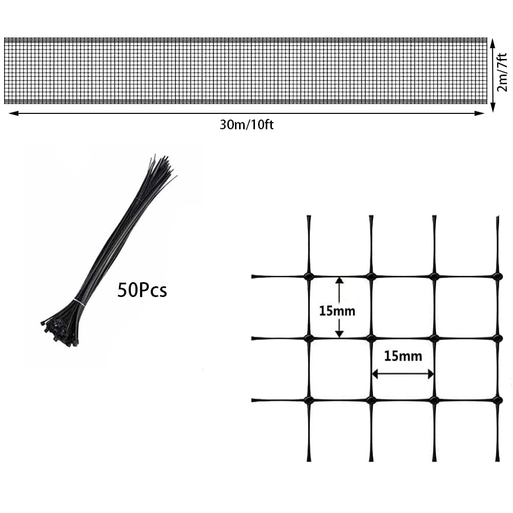 7 X 100 Feet Bird Netting with 50pcs Ties for Garden Fencing Garden Fence Insect Netting for Fruit Tree Netting Netting for Plants Protect Plants Fruits Trees from Rodents Birds (7 x 100 Feet)