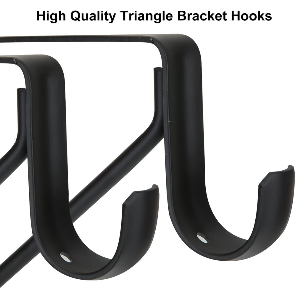 APACALI 2 Pack Heavy Duty Closet Rod Brackets, Black Steel, 10.8 x 10.8 x 1 Inch, Wall Mounted, Holds Up to 300 lbs per Pair, Fits 1.3-1.5Inch Rods