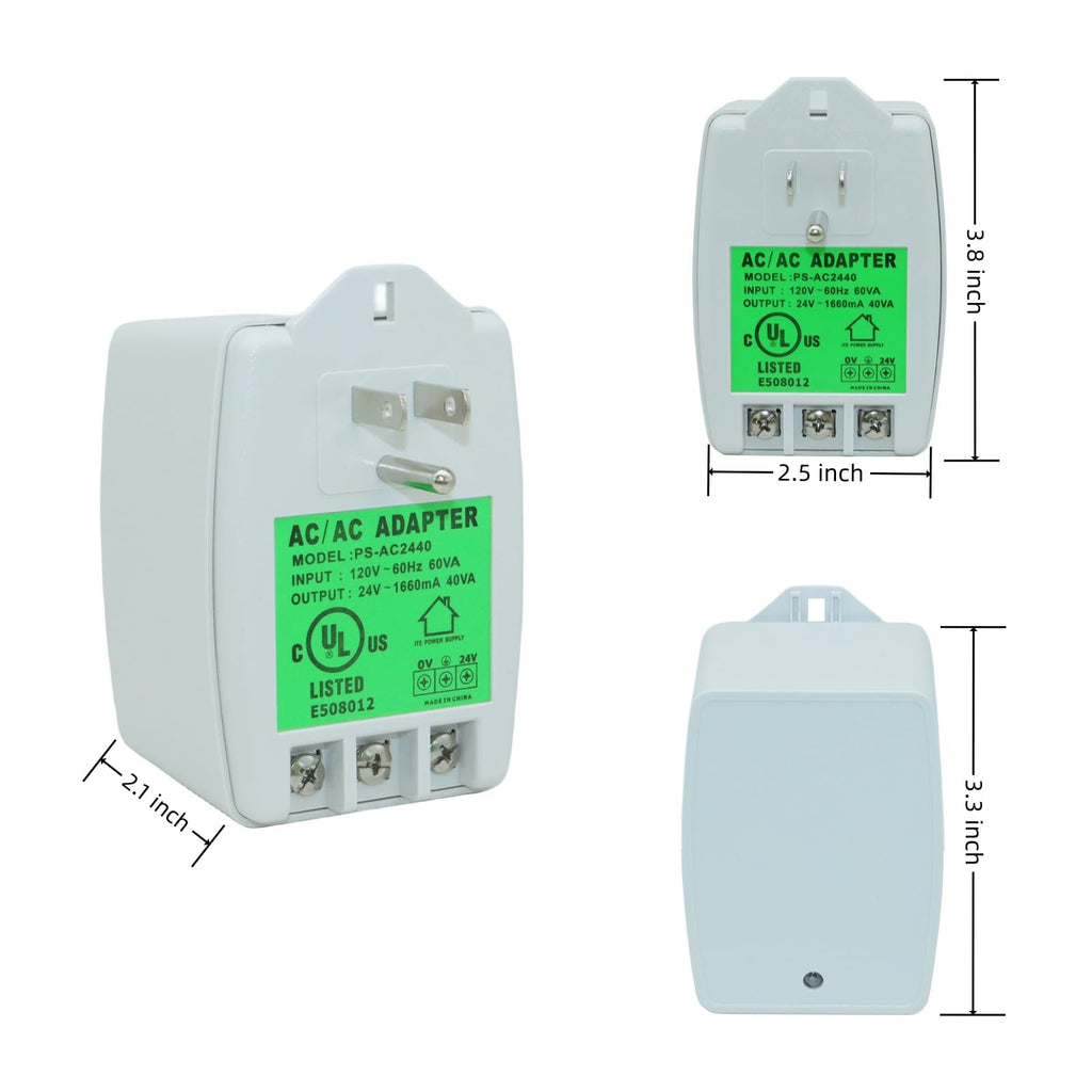 24VAC 40VA Plug in Doorbell Transformer Compatible with All of Doorbell Nest Ecobee Sensi and Honeywell Thermostat with UL Certificate