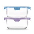 Ello Color Lock 7 Cup 4PC, 2 Pack Glass Meal Prep Sets Leak-Proof Glass Food Storage Containers with Airtight BPA-Free Plastic Lids, Dishwasher, Microwave, and Freezer Safe, Desert Festival