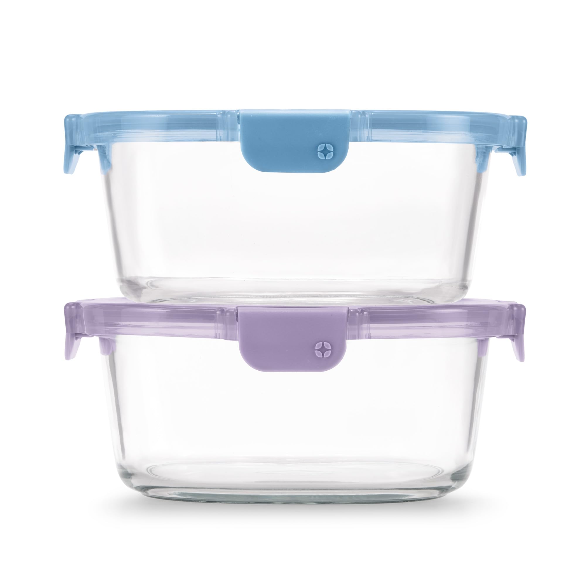 Ello Color Lock 7 Cup 4PC, 2 Pack Glass Meal Prep Sets Leak-Proof Glass Food Storage Containers with Airtight BPA-Free Plastic Lids, Dishwasher, Microwave, and Freezer Safe, Desert Festival