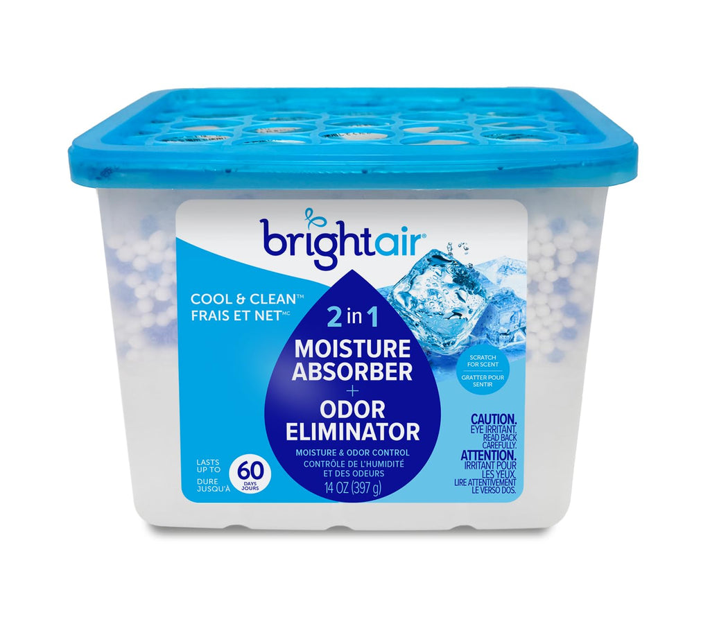 Bright Air, Cool & Clean, 2-in-1 Moisture Absorber & Odor Eliminator, Case of 4, Lasts up to 60 Days Each