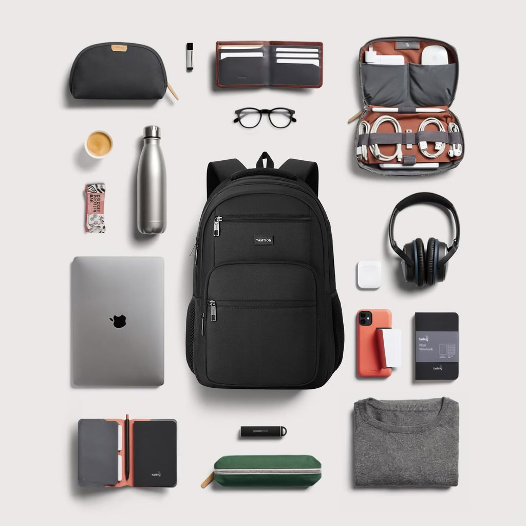 Laptop Backpack for Men and Women, Black Backpack, School Backpack for Boys and Girls, Bookbag, Work Backpack Fits 15.6 Inch Laptop and Notebook