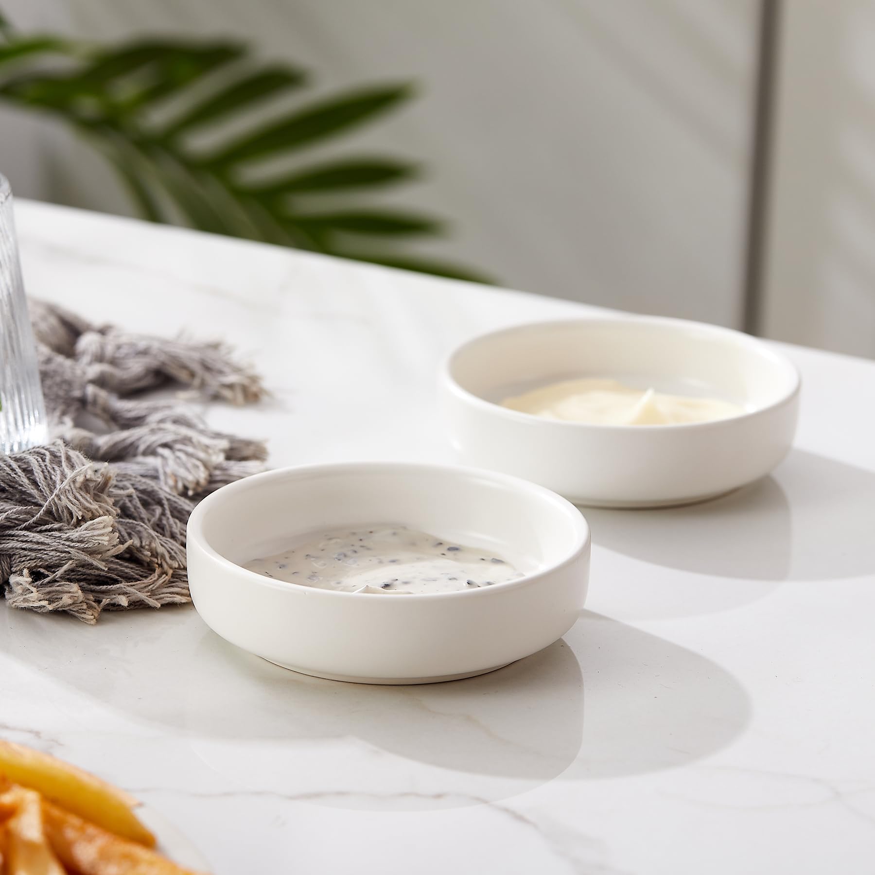 Swuut Ceramic Soy Sauce Dish,3.5 Inch Dipping Bowls Side Dishes Set of 6, Small Appetizer Pinch Dip Bowls for Condiments, Sushi,Kitchen Ketchup, BBQ (White)