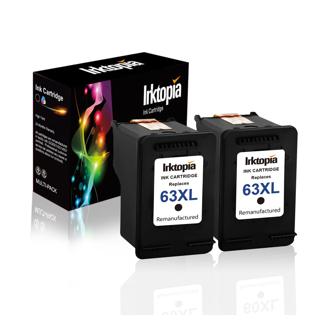 Inktopia Remanufactured Ink Cartridge Replacement for HP 63 XL 63XL to USE with HP OfficeJet 5255 5258 3830 3831 3832 Envy 4512 4516 4520 DeskJet 1112 2130 3633 3634 (2 Black,2 Pack)