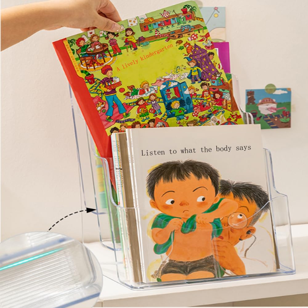 1PCS 3 Tier 8.5 X 11 Inches Clear Acrylic Holder Pamphlet Mount Flyer Display Stand Wall Mount/Countertop for Literature Organizer Documents Brochure Stand Sign Pamphlets Booklets and Menu