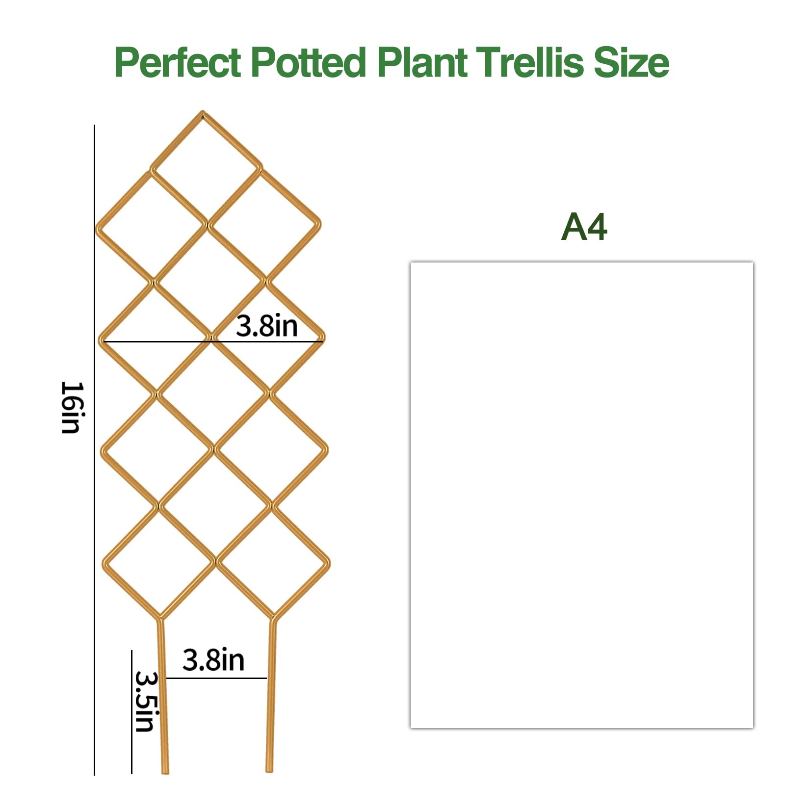 Wellsign Metal Plant Trellis Indoor, 16.36 inch Small Trellis for Potted Plants Geometric Shape Lattice for Ivy Vines Hoya Houseplants Flower Support 2 Pack