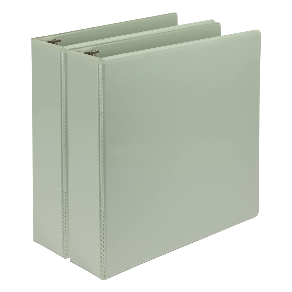 Samsill Plant-Based 2 Inch Durable D-Ring, Made in USA, View Binder, Eco-Friendly, USDA Certified Biobased, 2 Pack, Sage Green