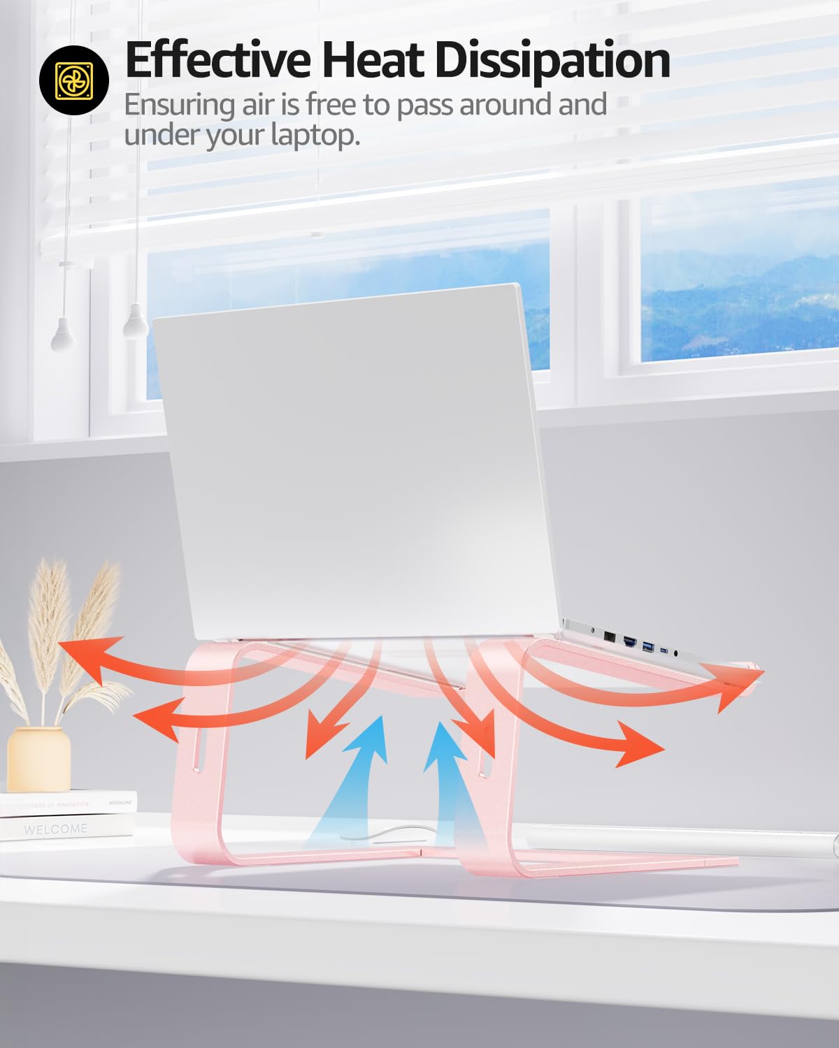 Urmust Laptop Stand for Desk Aluminum Computer Stand Riser Holder for Laptop Compatible with MacBook Air Pro, Dell, HP, Lenovo Samsung, Alienware All Laptops 11-15.6"(Rose Gold)