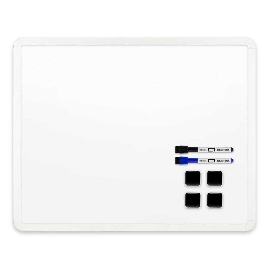 Quartet Magnetic Dry-Erase Board Value Pack, 20" x 16" Whiteboard, Includes 4 Magnets and 2 Markers, White Plastic Frame (Q022016P02-R)