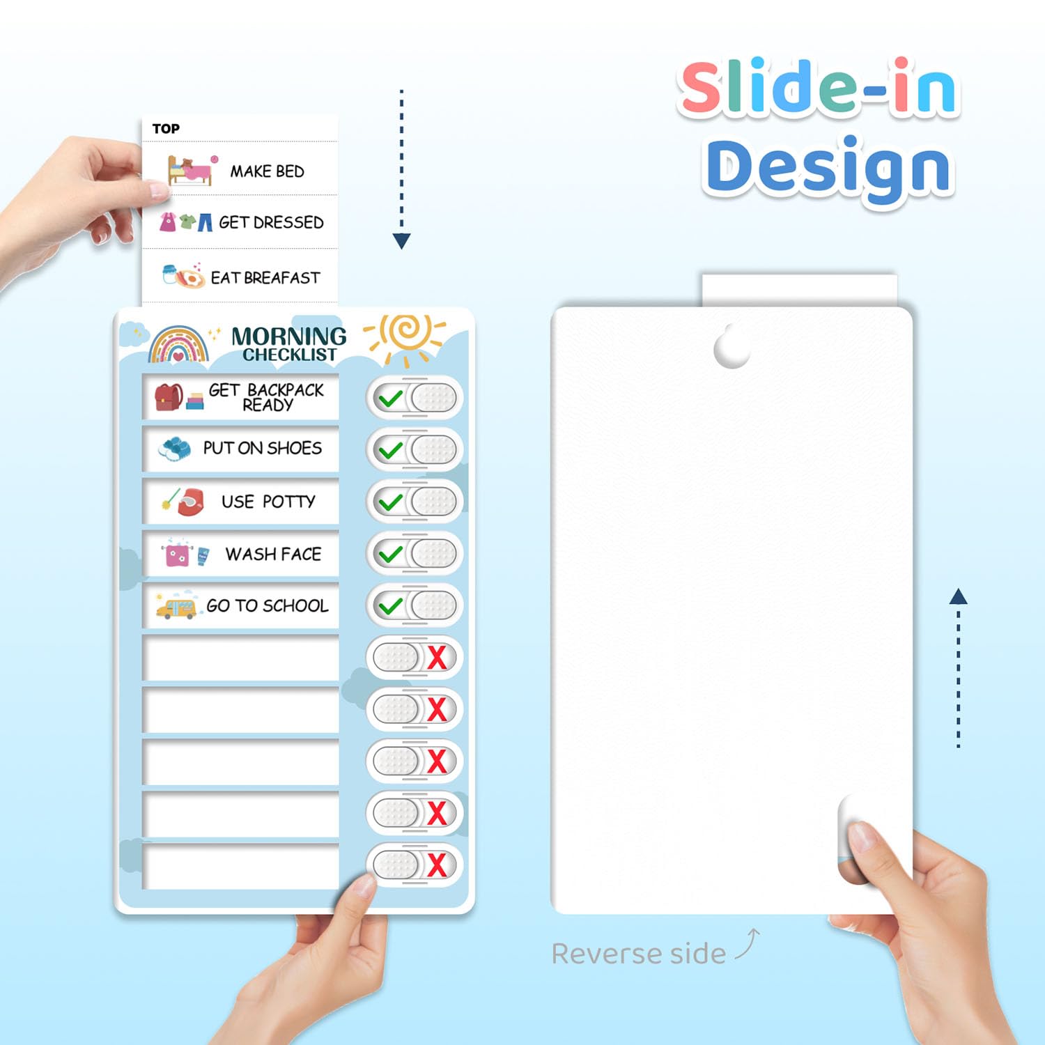 3 in 1 Bedtime/Morning/Daily Routine Chart for Kids, Magnetic Chore Chart for Kids, Behaviour Chart for Kids Toddlers to Do List Board for Home