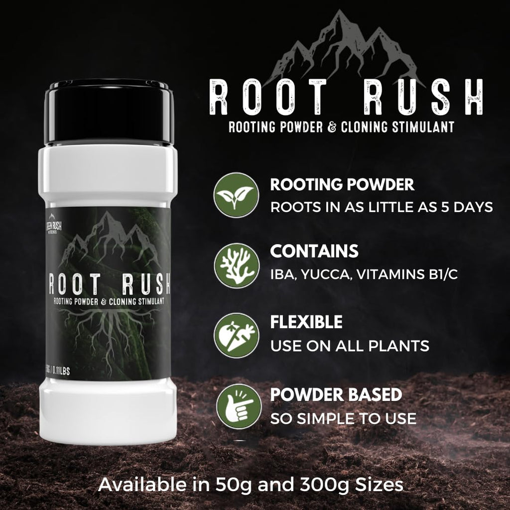 Green Rush Nutrients Root Rush Rooting Powder for Cuttings & Clones - Cloning and Rooting Hormone for All Plants (50g)