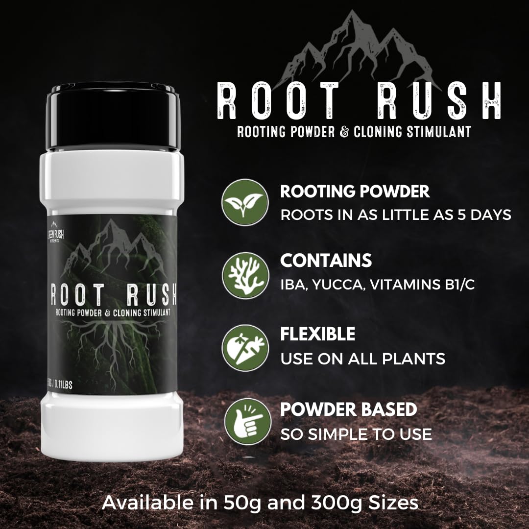 Green Rush Nutrients Root Rush Rooting Powder for Cuttings & Clones - Cloning and Rooting Hormone for All Plants (50g)