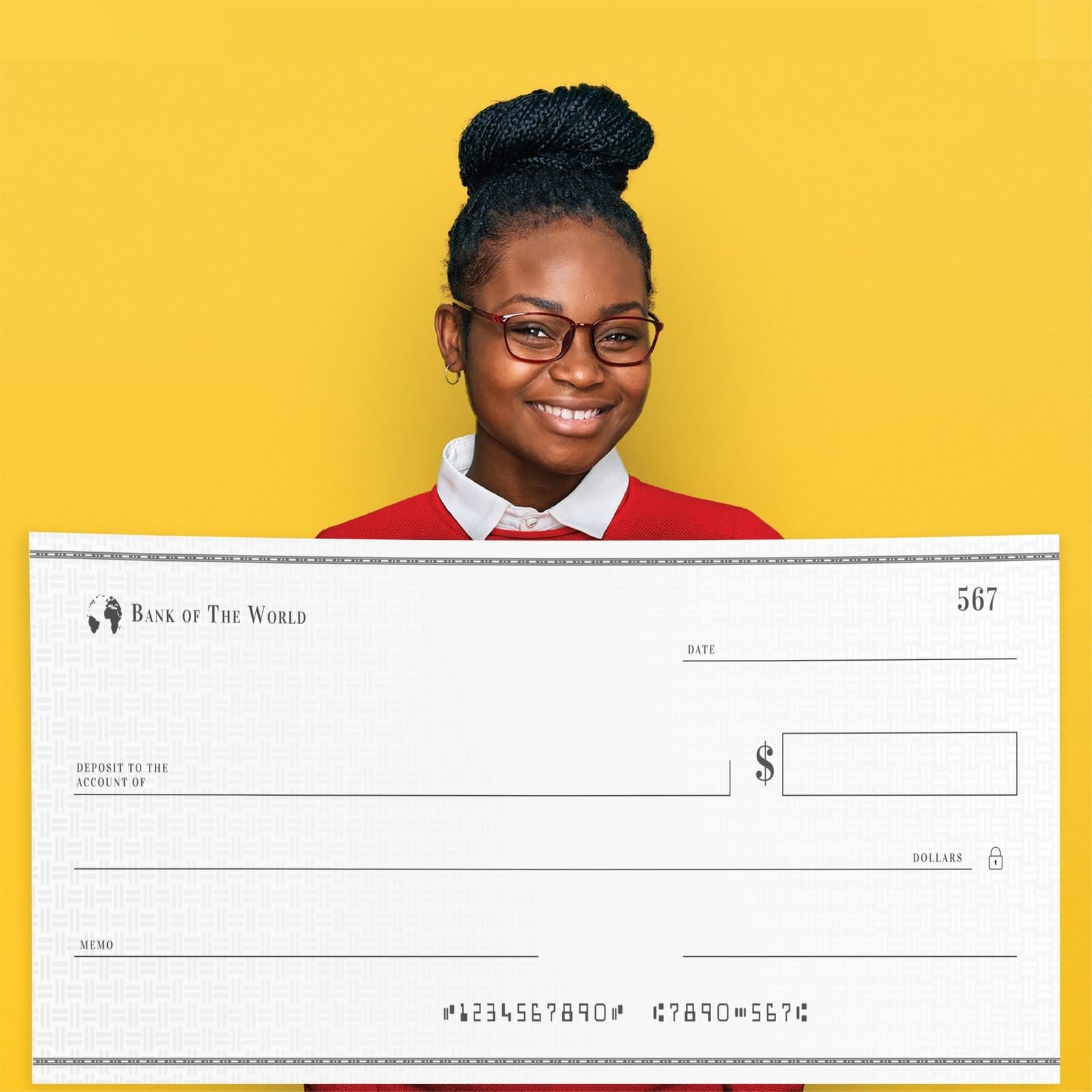 Reusable Big Check for Presentation, 30 x 16 in Large Oversized Dry Erase Plaque for Endowment, Donations