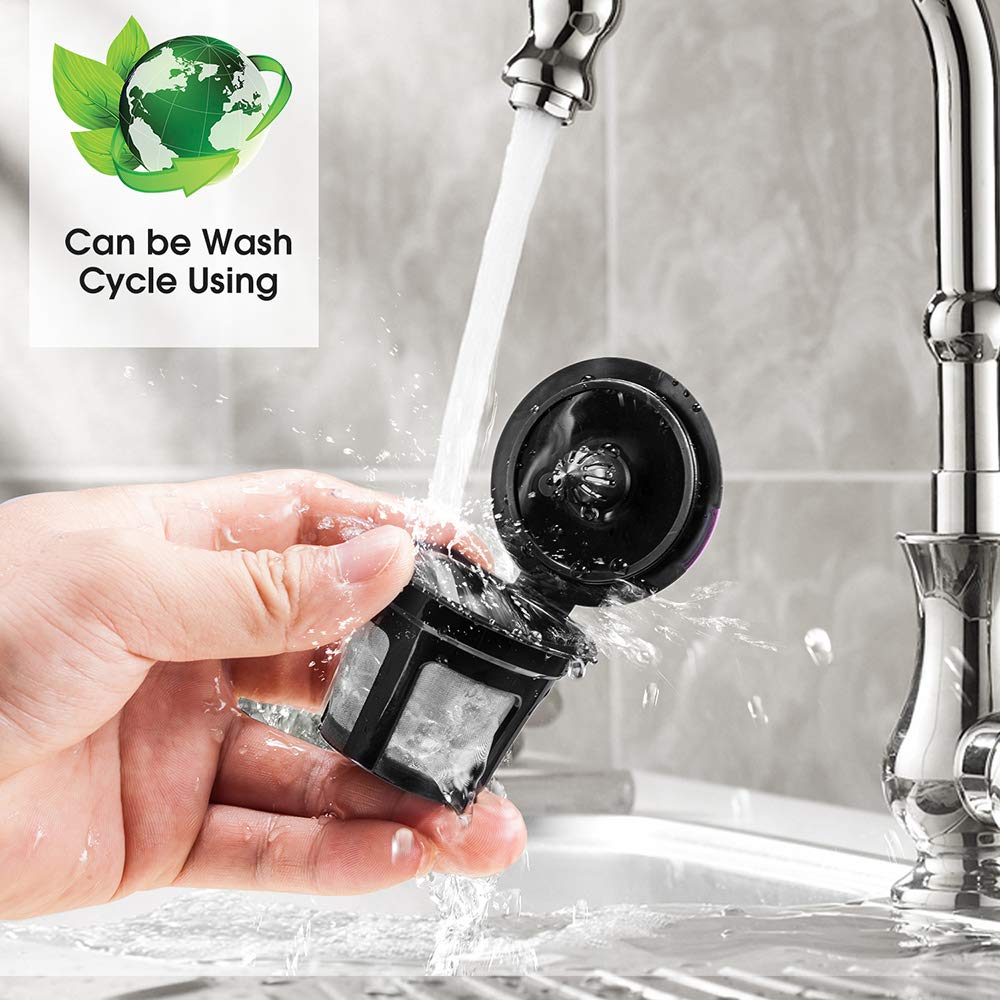 Reusable K Cups, 12 Packs Reusable Coffee Filters Reusable Coffee Pods Stainless Mesh for Brewers 1.0 or 2.0 Machine - Eco Friendly Stainless Steel Mesh Filter (Black)