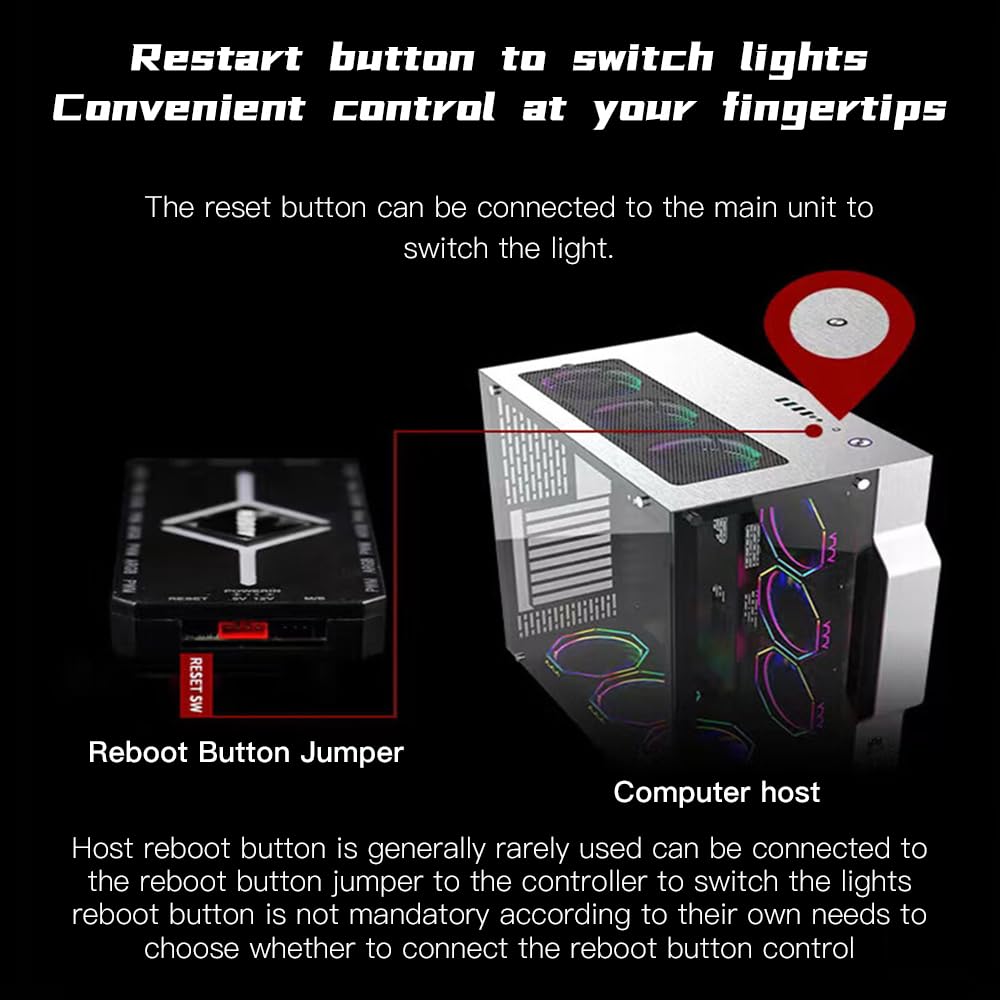 Jungle Leopard ARGB and PWM Black Fan Hub Controller, 1 to9 Ports for A-RGB &PWM Case Fan Hub with Controller and SATA Power Input, Magnetic backplane Splitter 5V/3PIN Adapter