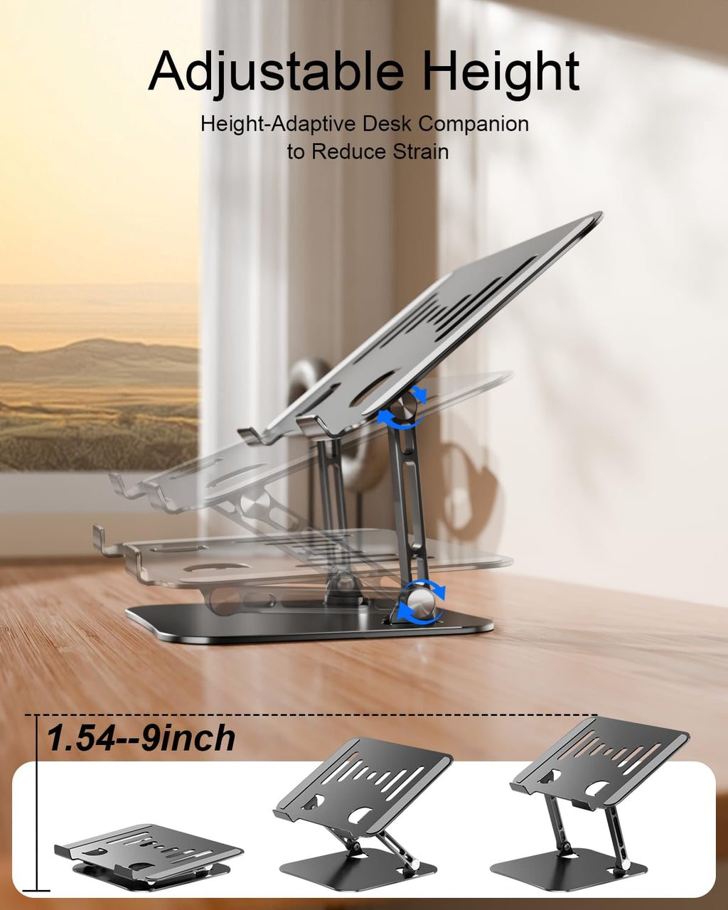 Laptop Stand Adjustable Laptop Stand for Desk Aluminum Laptop Stand Ergonomic Computer Stand Foldable Laptop Riser Portable Laptop Holder Compatible with All MacBook Notebook Laptop 10-17 Inch