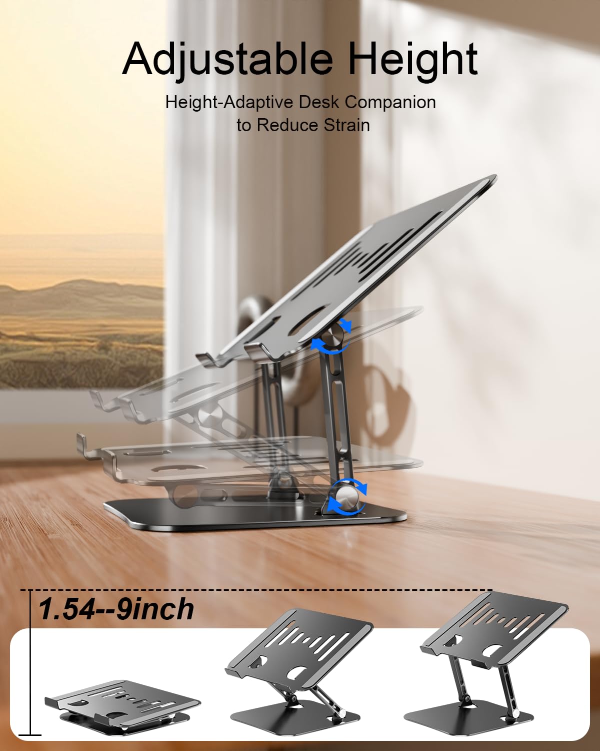 Laptop Stand Adjustable Laptop Stand for Desk Aluminum Laptop Stand Ergonomic Computer Stand Foldable Laptop Riser Portable Laptop Holder Compatible with All MacBook Notebook Laptop 10-17 Inch