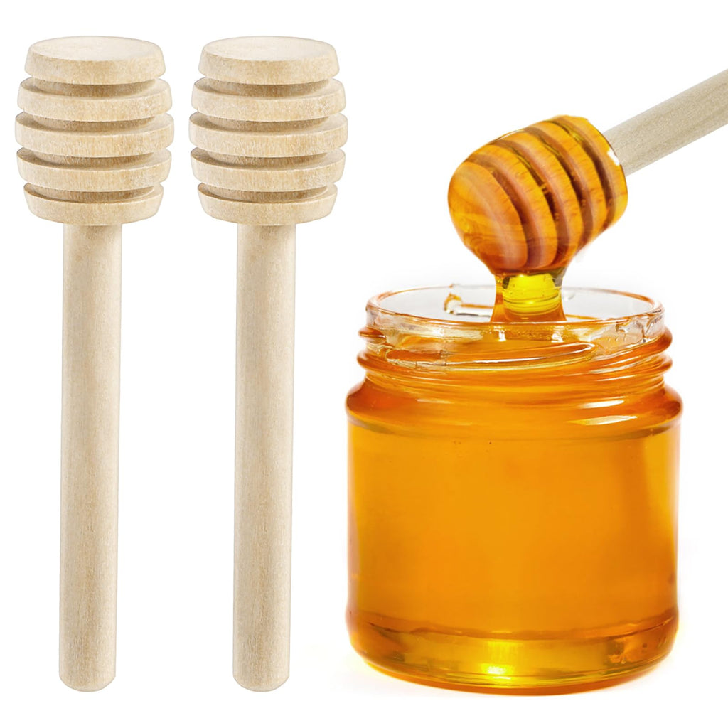 Lawei 100 Pack Mini Wooden Honey Dipper Sticks - 3 Inch Honey Dippers Server for Honey Dispense Drizzle Honey and Wedding Party Favors