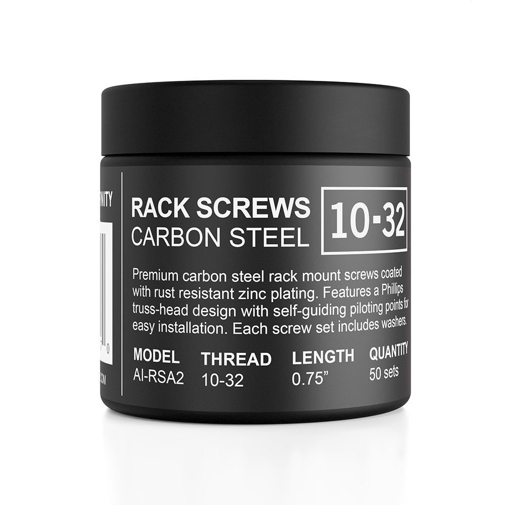 AC Infinity Carbon Steel 10/32 Rack Screws and Nylon Washers. 50-Piece Set for Equipment Server Racks, enclosures, and cabinets