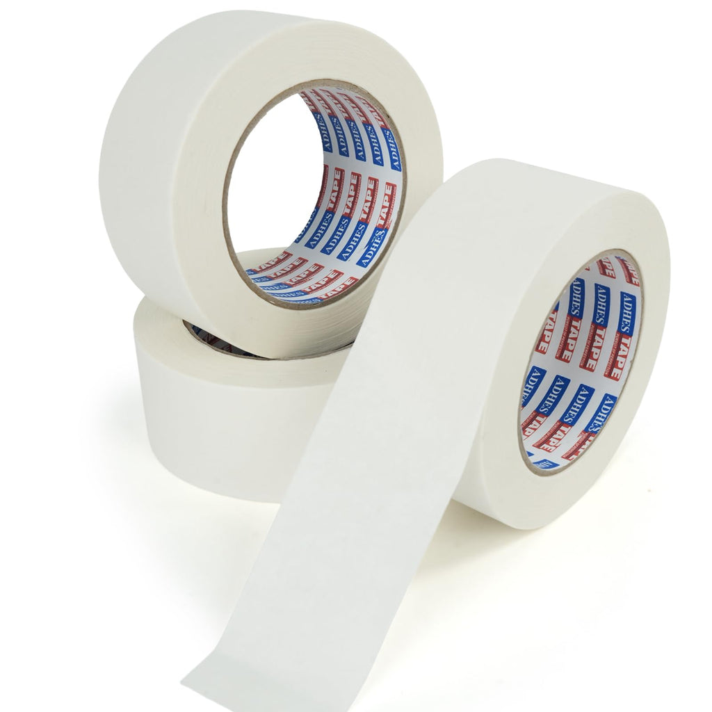 ADHES White Kraft Paper Tape, 2 Inch x 55 Yards, 3 Rolls Writable & Uncoated Heavy Duty Paper Tape, Eco-Friendly Biodegradable Packing Tape for Sealing, Packaging, Moving & Masking