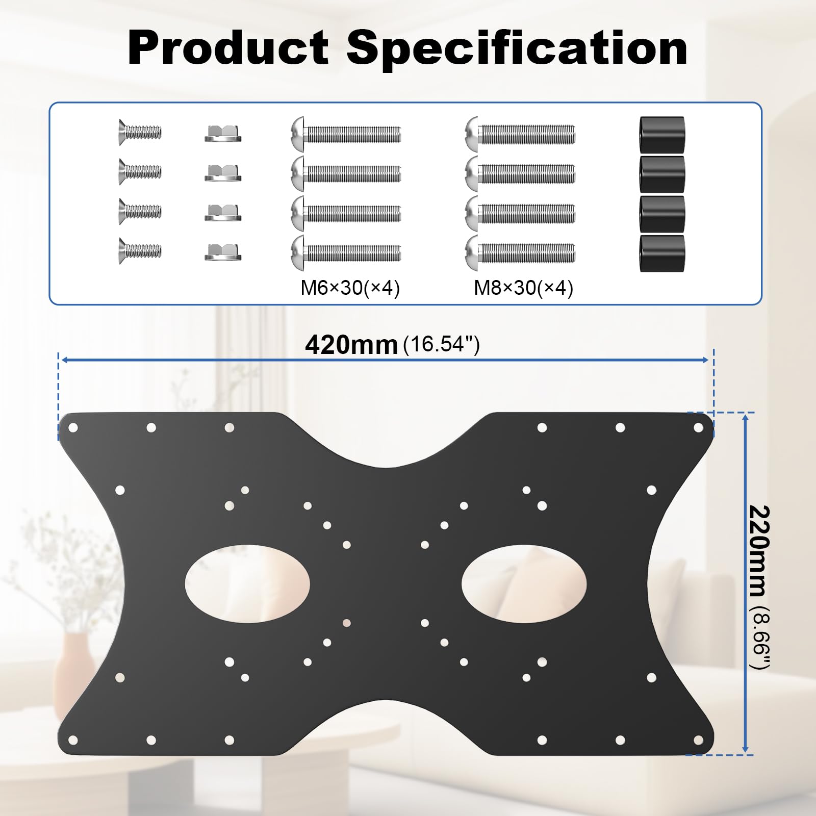 IMtKotW Steel VESA Mount Adapter Plate Bracket for Screens 32" to 55" LED LCD，Monitor and TV Mount Extender Conversion Kit Allows 100x100, 200x200 Convert to 400 x 200 mm Patterns