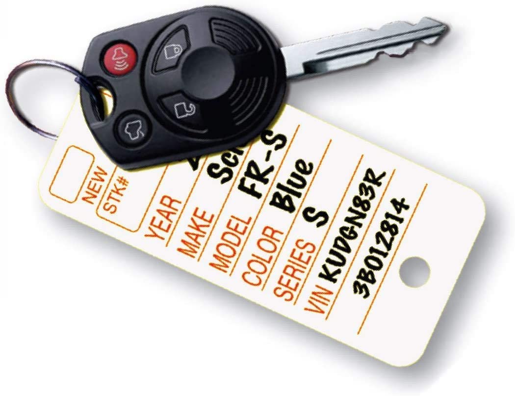 Poly Tag Car Key Tags with Ring (White) 250 Count. Includes 250 Rings and 2 Fine Point Pens and 250 Tags.