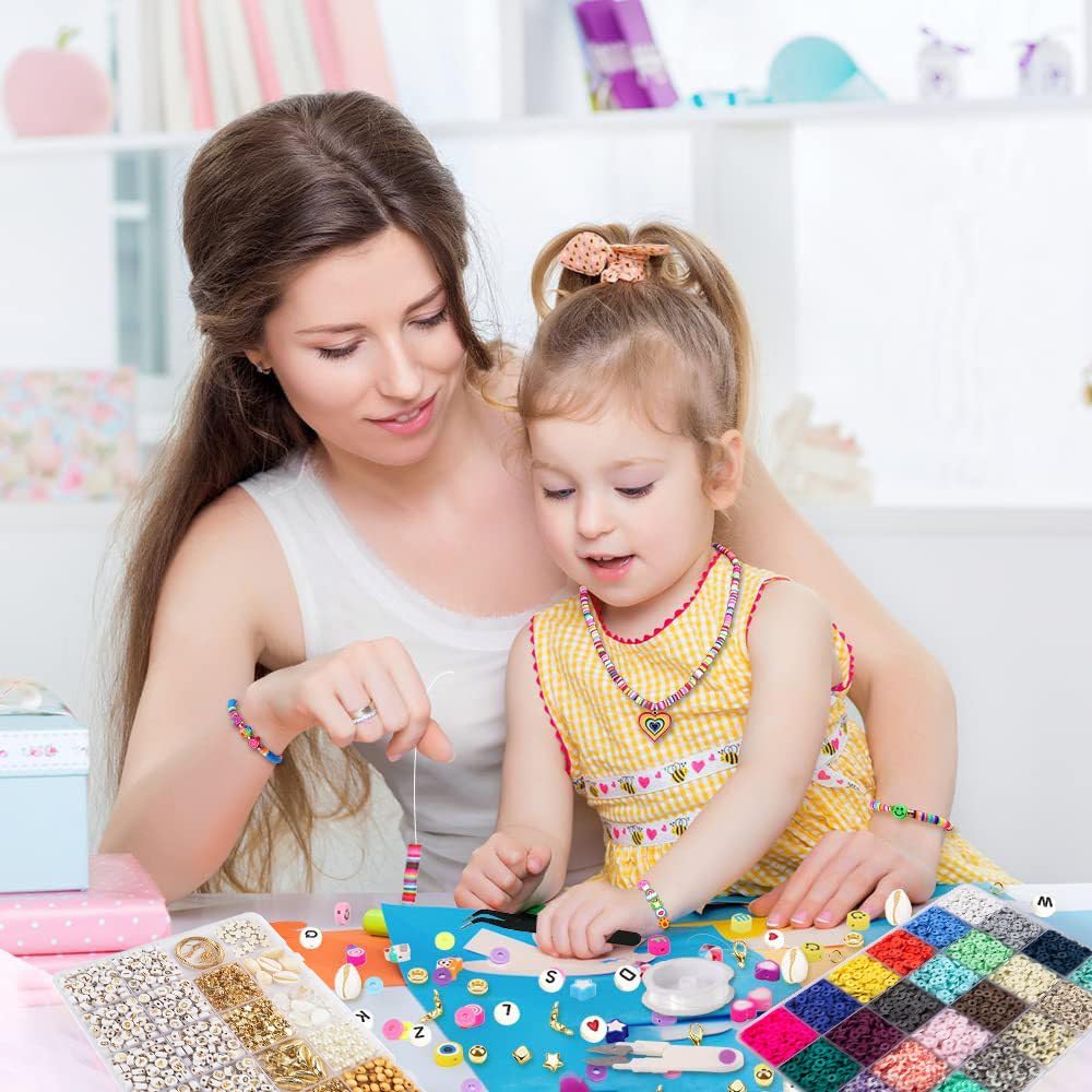 Bracelet Making Kit for Girls, 7200 Pcs Clay Beads Friendship Bracelet for DIY Jewelry Making, Polymer Heishi Beads with Charms Gifts for Adults for Girls Crafts Ages 6-12