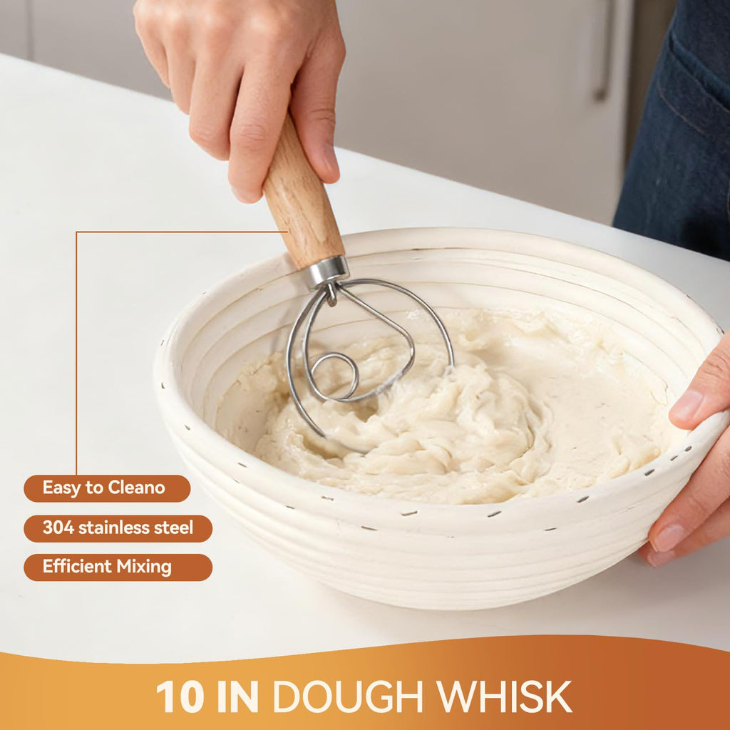Complete Sourdough Starter Kit, Sourdough Bread Baking Supplies, Banneton Bread Proofing Basket with Glass Sourdough Starter Jar