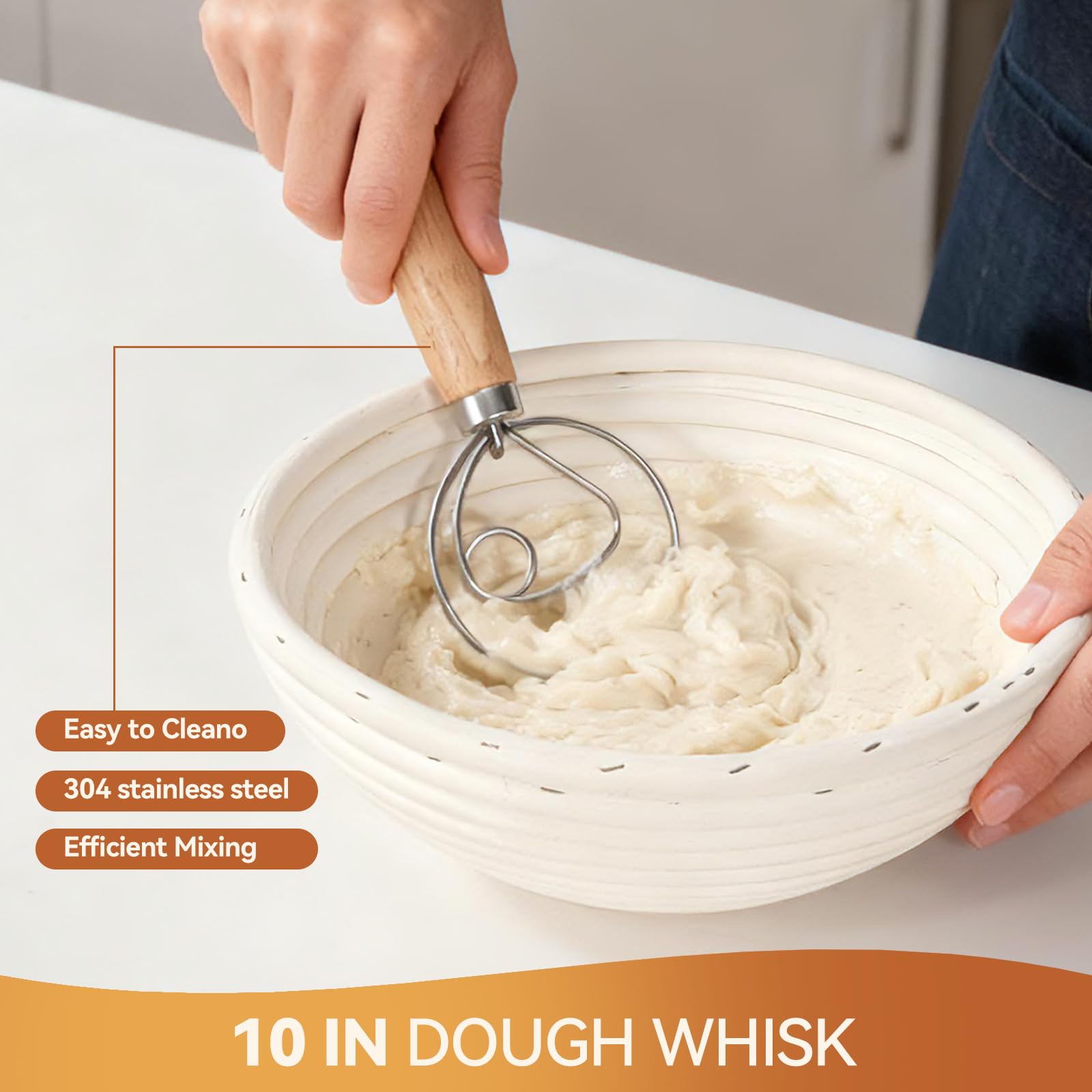 Complete Sourdough Starter Kit, Sourdough Bread Baking Supplies, Banneton Bread Proofing Basket with Glass Sourdough Starter Jar