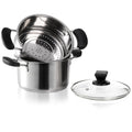 ZENFUN 1.8 Quart Stainless Steel Steamer Pot with Basket, Stock Pot with Glass Lid, Mini Steaming Pot Cookware with Handle, Metal Cooking Steamer for Vegetable, Stews, Pasta, Sauce, Individual-use