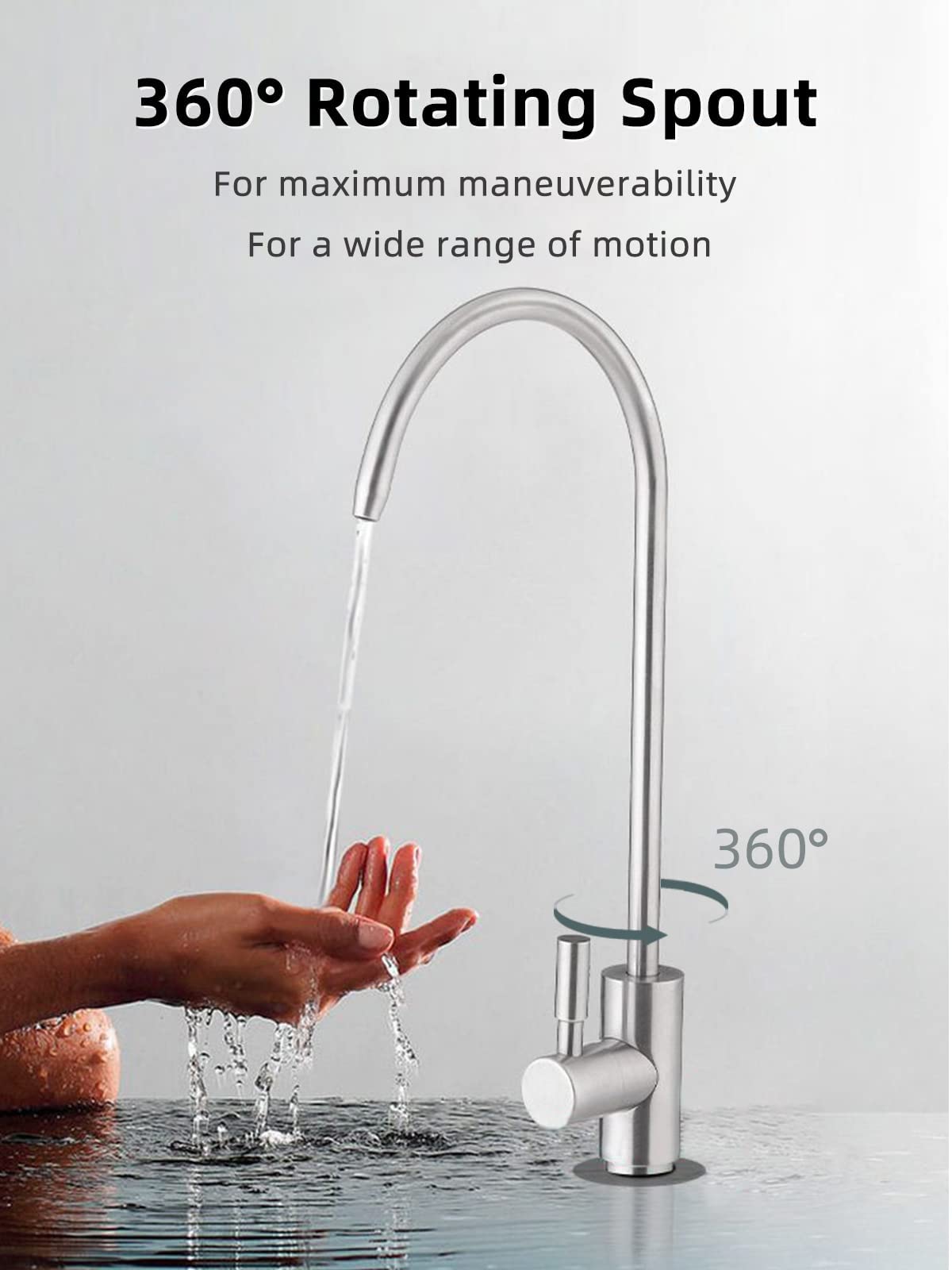 Bifordo Drinking Water Faucet,Easy to Install Sink Water Filter Faucet,Lead-Free Reverse Osmosis Faucets for Kitchen Bar Sink,Brushed Nickel RO Faucets SUS304 Stainless Steel