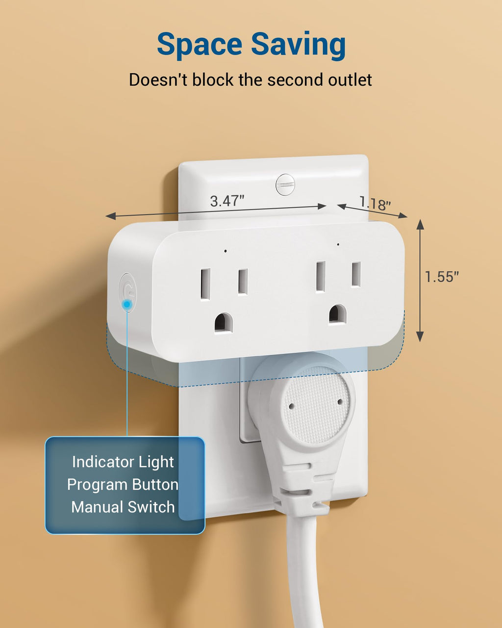 DEWENWILS Remote Control Outlet Wireless Light Switch, 2 Independent Control Sockets Electrical Remote Outlet Switch for Plug in Pendant Light, No Wiring,100 Ft Range
