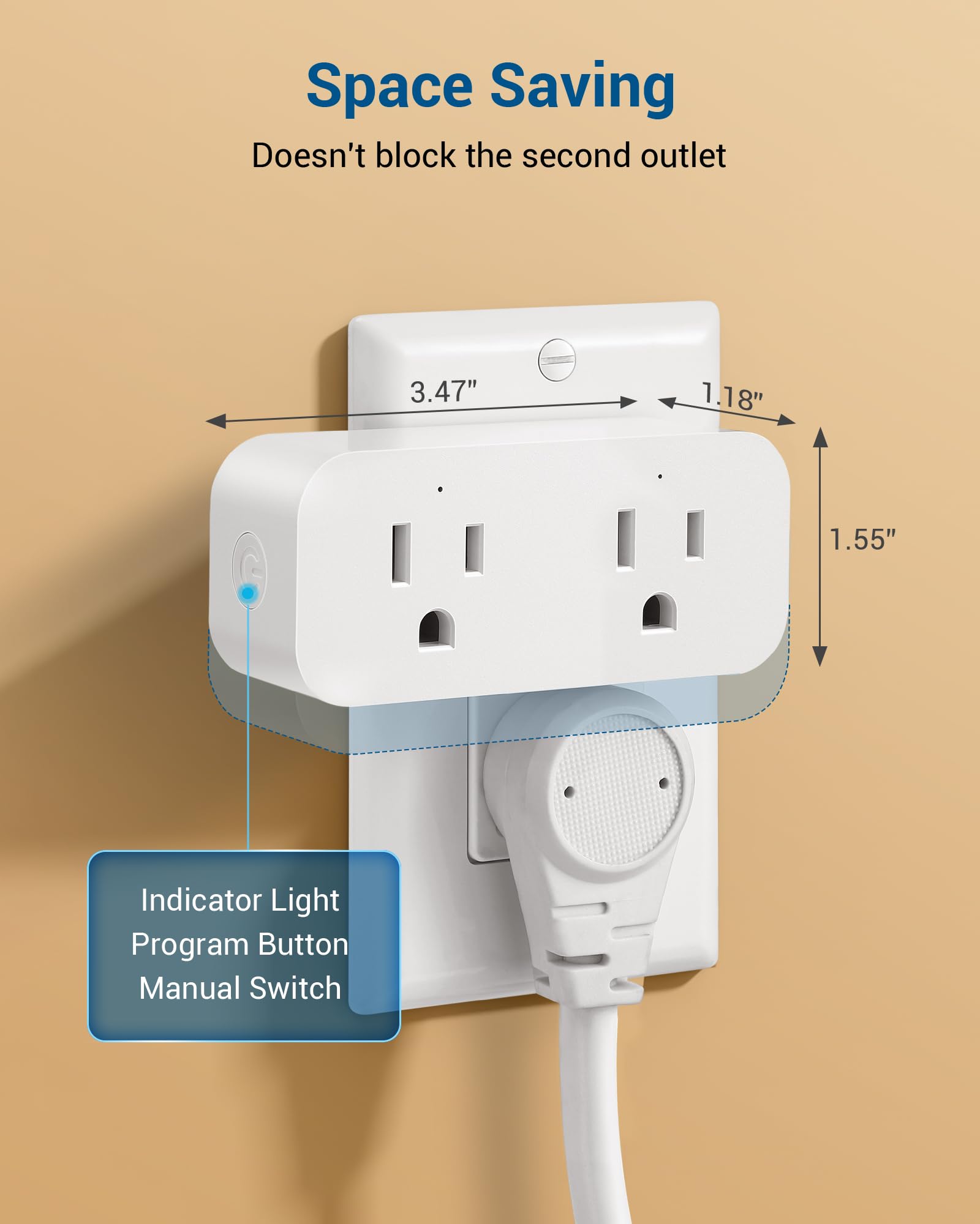 DEWENWILS Remote Control Outlet Wireless Light Switch, 2 Independent Control Sockets Electrical Remote Outlet Switch for Plug in Pendant Light, No Wiring,100 Ft Range