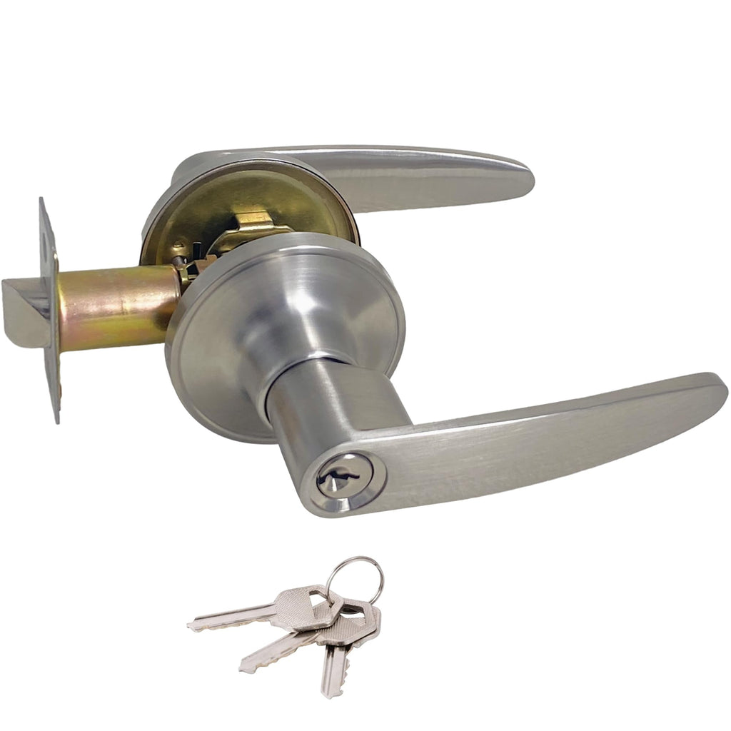 IUYPKQ Bedroom Door Lock - Door Handle Indoor with Lock - Stainless Steel Door Locks for Entry Door - Door Knobs with Lock & Key - Poignee Porte Interieur