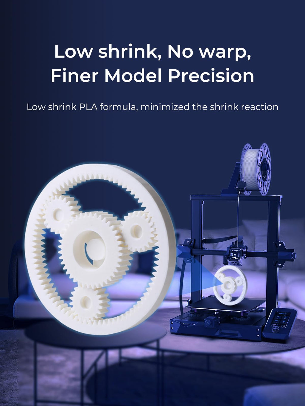 Creality PLA Filament 1.75mm, 3D Printer Filament, 1.0kg (2.2lbs) Spool, No Warp Enhanced Toughness, Dimensional Accuracy ±0.03mm Printing Filament, for 3D Printers (Rainbow)