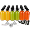 24 Pack 2 oz Small Clear Glass Bottles with Lids & 3 Funnels, 60ml Boston Round Sample Bottles, Boston Sample Mini Travel Bottles for Potion, Juice, Ginger Shots, Oils, Whiskey, Wellness Shots