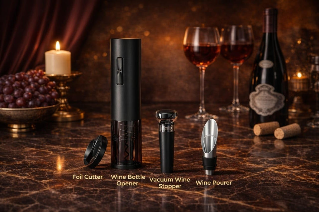 BLUEALCHEMY Electric Wine Opener – Rechargeable Cordless Automatic Wine Bottle Opener with One-Touch Cork Removal, Perfect for Home, Kitchen, Bar & Gift for Men
