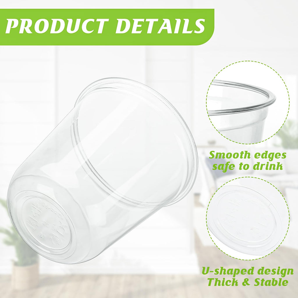 Xuelimei 12oz Disposable Stemless Glasses,PET Disposable Drinking Cups,Cold Party Clear Plastic Wine Glasses for Parties Birthday,Wedding,Meeting,Christmas Party Supplies. (100)