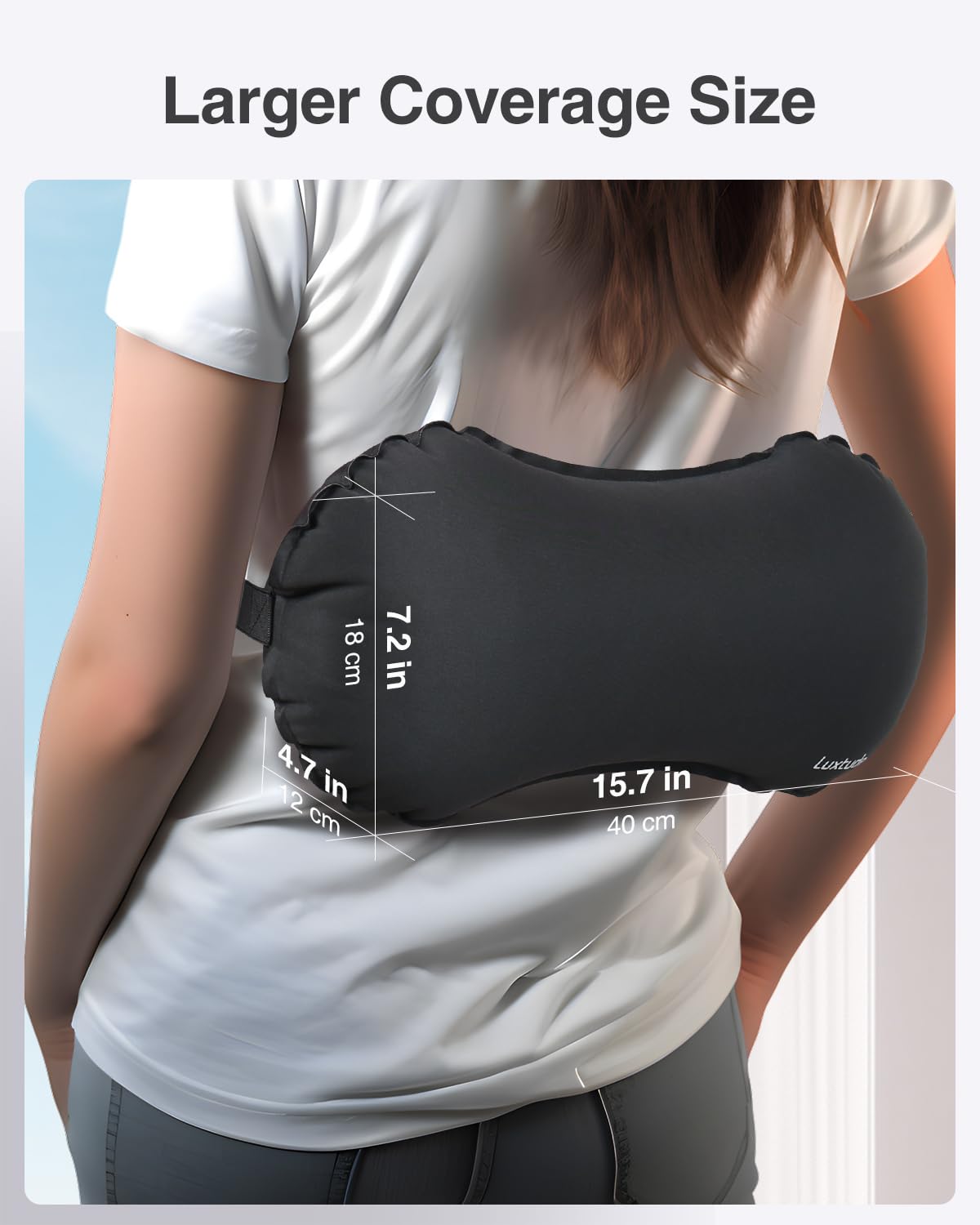 Luxtude Inflatable Lumbar Pillow for Airplane Travel, Lumbar Support Pillow for Office Chair/Car, Self-Inflating Travel Lumbar Pillow Back Support, Lower Back Pillow Reducing Lumbar Pain