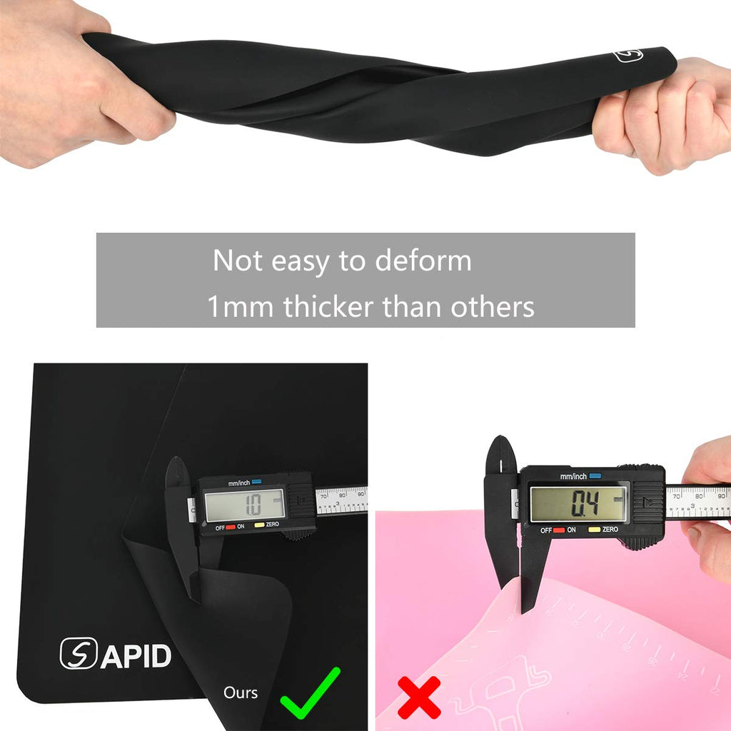 Sapid Extra Large Silicone Sheet for Crafts, Extra Thick Silicone Jewelry Casting Mats, Nonstick Nonslip Silicon Mat for Epoxy Resin, Art Painting, Heat- Resistance Counter Mat (20"×27.9", Black)