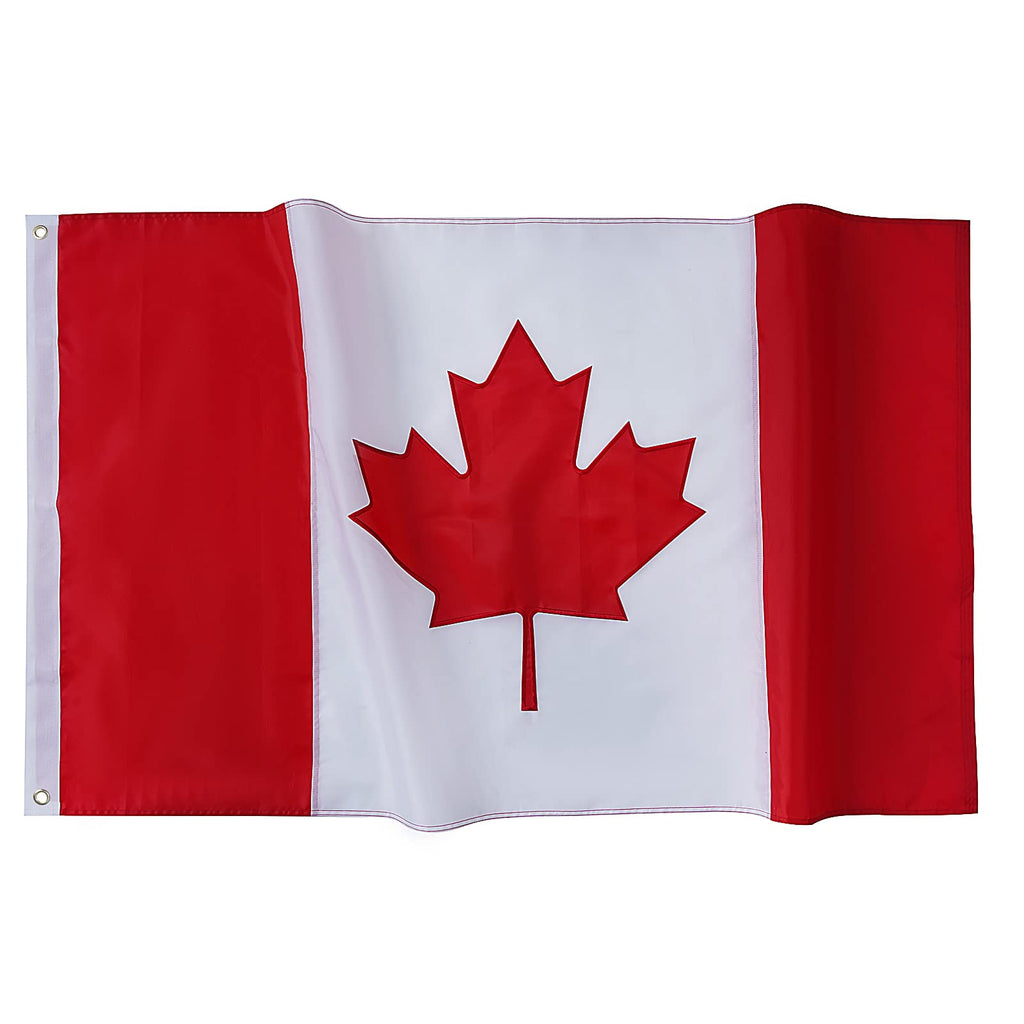 FLAGWIN Canada Flag 3x5 FT, Canadian Flags Heavy Duty Polyester Embroidered Maple Leaf with Brass Grommets, Vivid Color and Fade Resistant Canada Banner Flag for Indoor/Outdoor