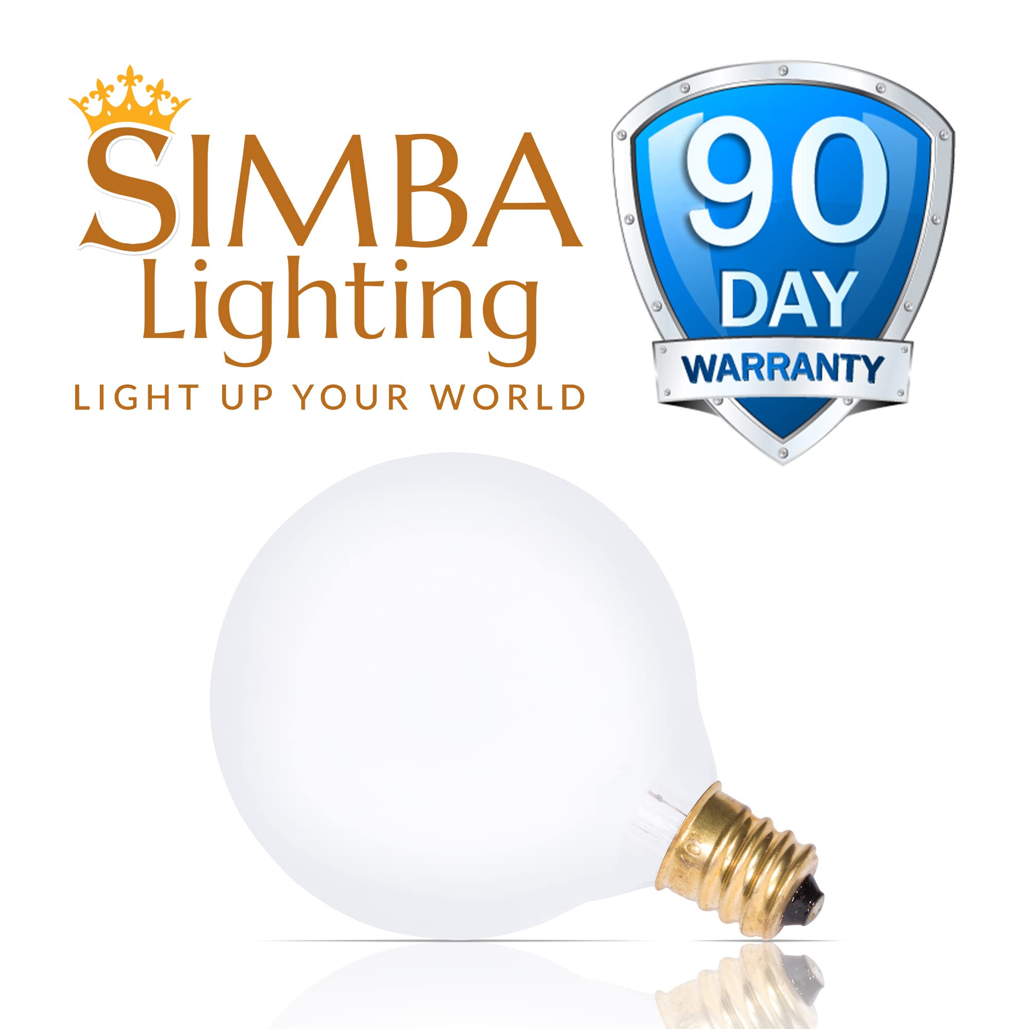Simba Lighting Small Globe G16.5 Round Bulb 25W E12 Candelabra Base (10 Pack) for Chandelier, Ceiling Fan, Decorative Vanity Lights, Sconce, Aromatic Wax Warmer, Frosted Glass 120V, 2700K Warm White