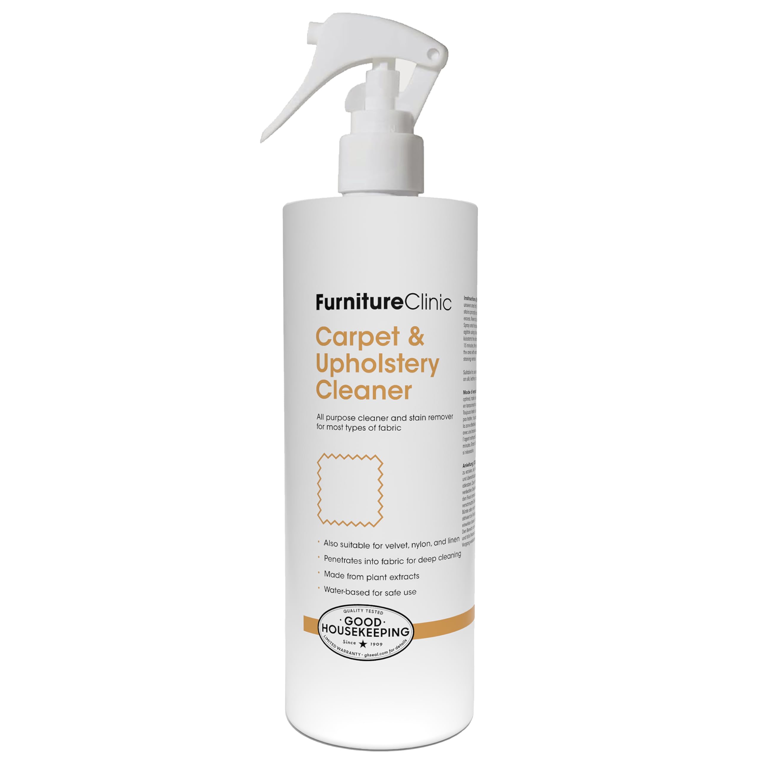 Furniture Clinic Fabric Cleaner | Everyday Cleaning Spray for Furniture, Fabric, Rugs, Carpet, Couches, Car Seats and More | Quick and Easy Application (17oz / 500ml)