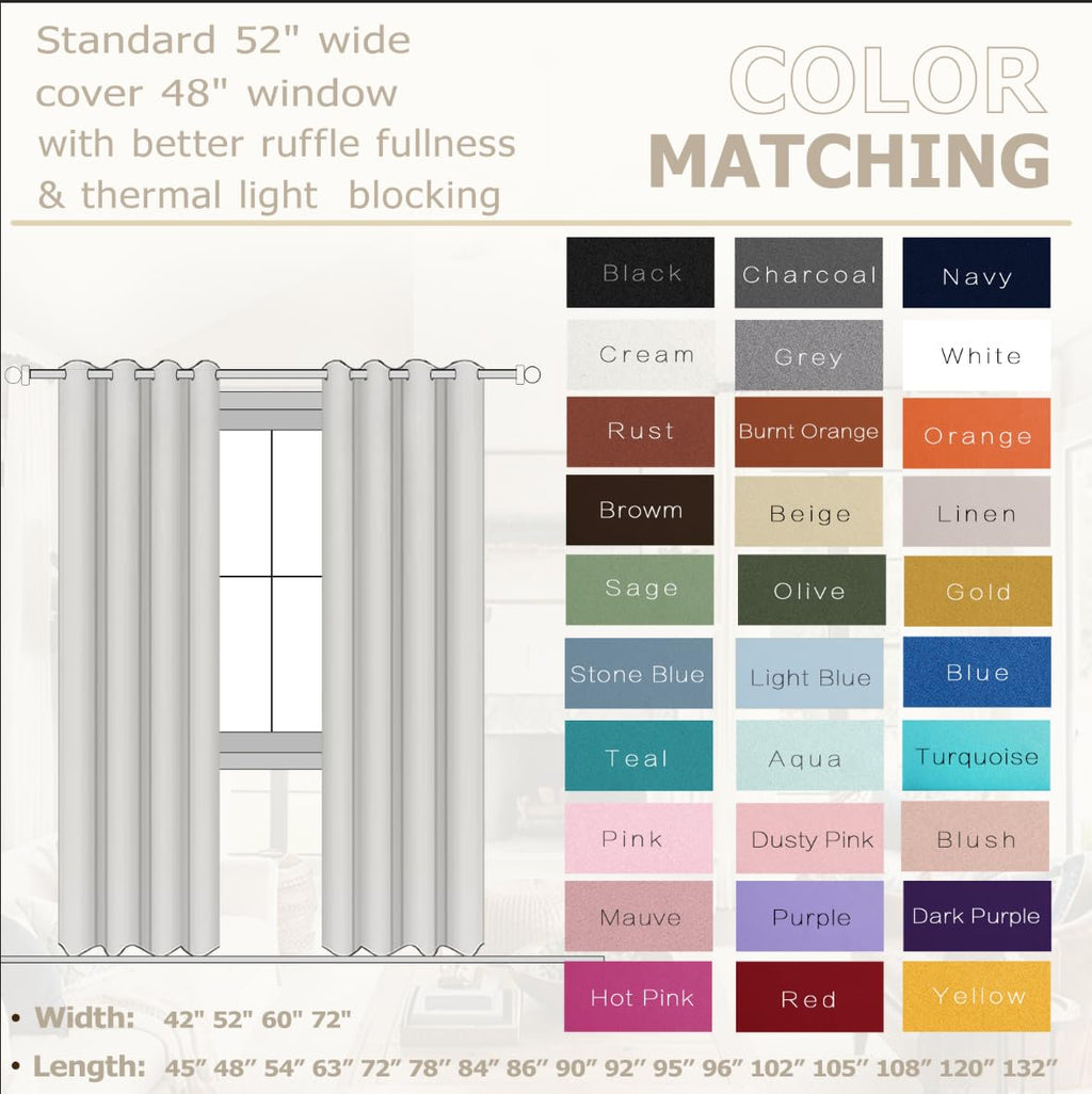 Blackout Curtains 84 Inch Long for Bedroom 2 Panels, Rideaux Opaques 2 Panneaux, Black Out Room Darkening Thermal Insulated Curtain Drapes for Living Room, Rideau Opaque Salon